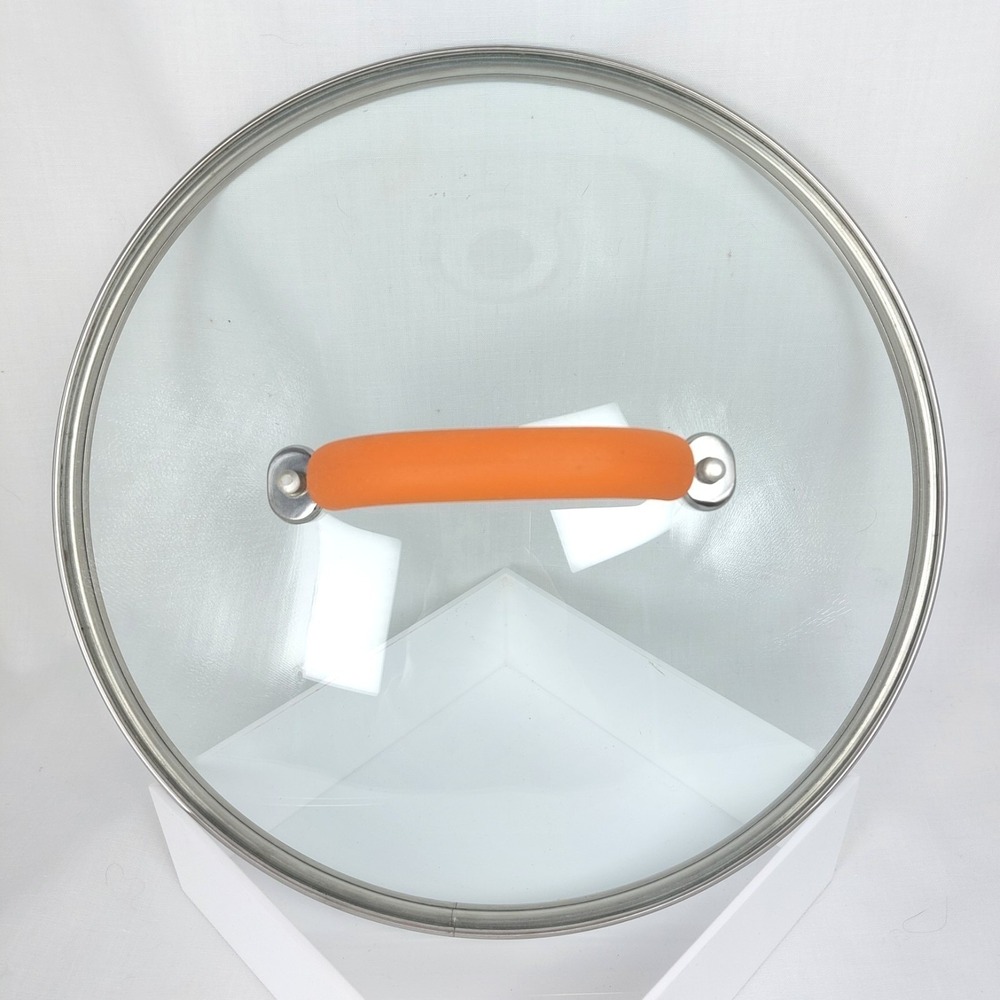 Rachael Ray Tempered Glass Replacement Lid‎ Orange Handle 10" Round